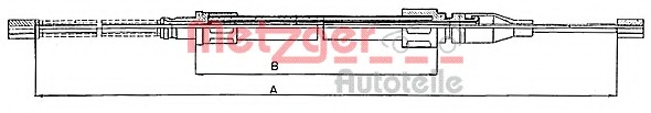 Cablu, frana de parcare 10.745 METZGER - Maneta/ cablu Cablu, frana de parcare 10.745 METZGER - Maneta/ cablu