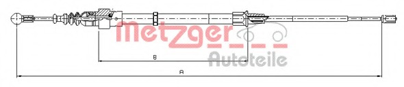 Cablu, frana de parcare 10.7505 METZGER - Maneta/ cablu Cablu, frana de parcare 10.7505 METZGER - Maneta/ cablu
