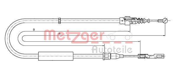 Cablu, frana de parcare 10.7512 METZGER - Maneta/ cablu Cablu, frana de parcare 10.7512 METZGER - Maneta/ cablu