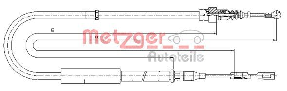 Cablu, frana de parcare 10.7513 METZGER - Maneta/ cablu Cablu, frana de parcare 10.7513 METZGER - Maneta/ cablu