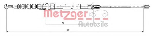 Cablu, frana de parcare 10.7516 METZGER - Maneta/ cablu Cablu, frana de parcare 10.7516 METZGER - Maneta/ cablu
