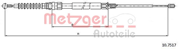 Cablu, frana de parcare 10.7517 METZGER - Maneta/ cablu Cablu, frana de parcare 10.7517 METZGER - Maneta/ cablu