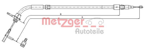 Cablu, frana de parcare 10.9333 METZGER - Maneta/ cablu Cablu, frana de parcare 10.9333 METZGER - Maneta/ cablu