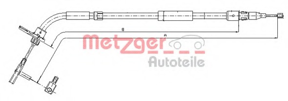 Cablu, frana de parcare 10.9334 METZGER - Maneta/ cablu Cablu, frana de parcare 10.9334 METZGER - Maneta/ cablu