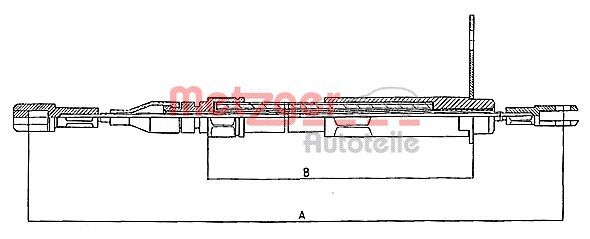 Cablu, frana de parcare 10.943 METZGER - Maneta/ cablu Cablu, frana de parcare 10.943 METZGER - Maneta/ cablu