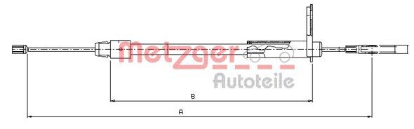 Cablu, frana de parcare 10.9434 METZGER - Maneta/ cablu Cablu, frana de parcare 10.9434 METZGER - Maneta/ cablu