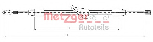Cablu, frana de parcare 10.9443 METZGER - Maneta/ cablu Cablu, frana de parcare 10.9443 METZGER - Maneta/ cablu