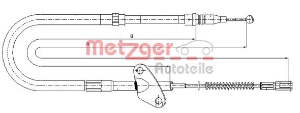 Cablu, frana de parcare 10.9871 METZGER - Maneta/ cablu Cablu, frana de parcare 10.9871 METZGER - Maneta/ cablu
