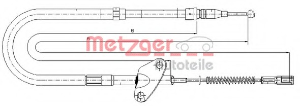 Cablu, frana de parcare 10.9872 METZGER - Maneta/ cablu Cablu, frana de parcare 10.9872 METZGER - Maneta/ cablu