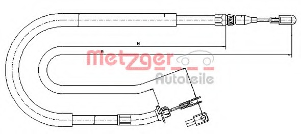 Cablu, frana de parcare 10.9873 METZGER - Maneta/ cablu Cablu, frana de parcare 10.9873 METZGER - Maneta/ cablu