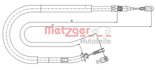 Cablu, frana de parcare 10.9874 METZGER - Maneta/ cablu Cablu, frana de parcare 10.9874 METZGER - Maneta/ cablu