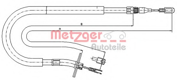 Cablu, frana de parcare 10.9875 METZGER - Maneta/ cablu Cablu, frana de parcare 10.9875 METZGER - Maneta/ cablu