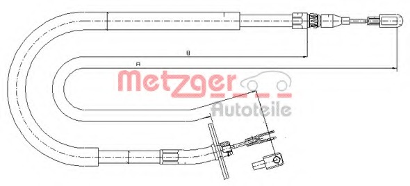Cablu, frana de parcare 10.9876 METZGER - Maneta/ cablu Cablu, frana de parcare 10.9876 METZGER - Maneta/ cablu