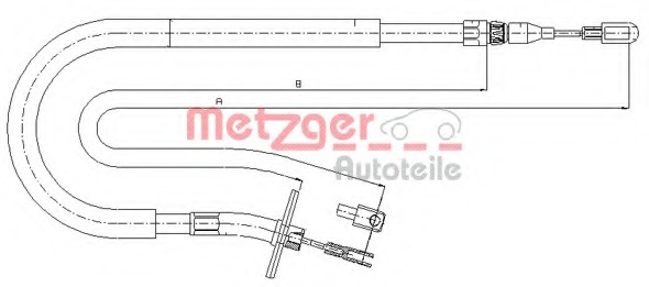 Cablu, frana de parcare 10.9877 METZGER - Maneta/ cablu Cablu, frana de parcare 10.9877 METZGER - Maneta/ cablu