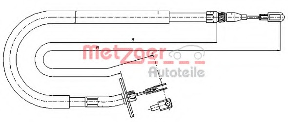 Cablu, frana de parcare 10.9878 METZGER - Maneta/ cablu Cablu, frana de parcare 10.9878 METZGER - Maneta/ cablu