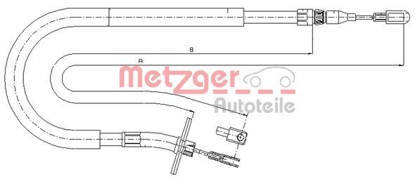 Cablu, frana de parcare 10.9879 METZGER - Maneta/ cablu Cablu, frana de parcare 10.9879 METZGER - Maneta/ cablu