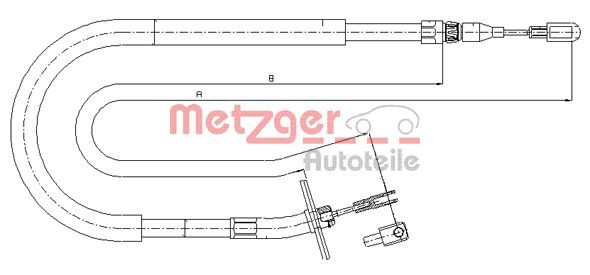 Cablu, frana de parcare 10.9880 METZGER - Maneta/ cablu Cablu, frana de parcare 10.9880 METZGER - Maneta/ cablu