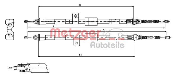 Cablu, frana de parcare 11.5456 METZGER - Maneta/ cablu Cablu, frana de parcare 11.5456 METZGER - Maneta/ cablu