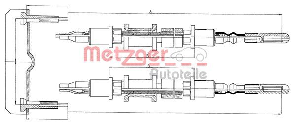 Cablu, frana de parcare 11.5821 METZGER - Maneta/ cablu Cablu, frana de parcare 11.5821 METZGER - Maneta/ cablu