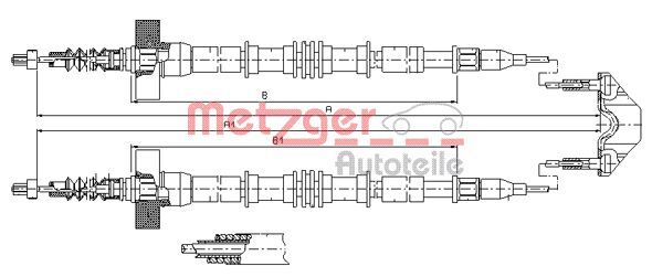 Cablu, frana de parcare 11.5859 METZGER - Maneta/ cablu Cablu, frana de parcare 11.5859 METZGER - Maneta/ cablu