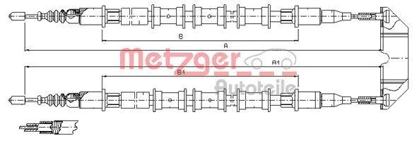 Cablu, frana de parcare 11.5933 METZGER - Maneta/ cablu Cablu, frana de parcare 11.5933 METZGER - Maneta/ cablu