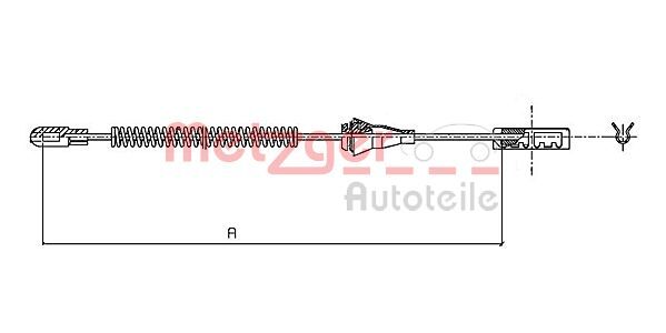 Cablu, frana de parcare 11.5959 METZGER - Maneta/ cablu Cablu, frana de parcare 11.5959 METZGER - Maneta/ cablu