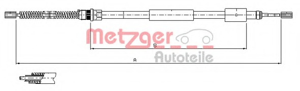Cablu, frana de parcare 11.604 METZGER - Maneta/ cablu Cablu, frana de parcare 11.604 METZGER - Maneta/ cablu