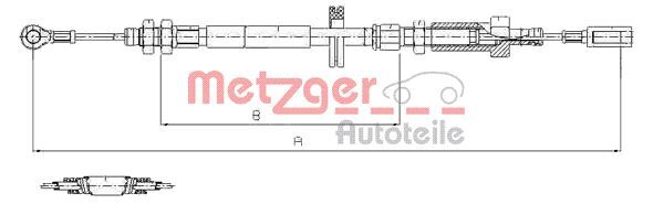 Cablu, frana de parcare 1171.7 METZGER - Maneta/ cablu Cablu, frana de parcare 1171.7 METZGER - Maneta/ cablu