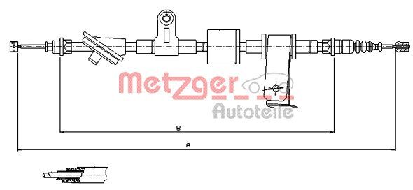 Cablu, frana de parcare 12.0101 METZGER - Maneta/ cablu Cablu, frana de parcare 12.0101 METZGER - Maneta/ cablu