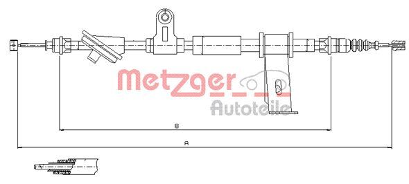 Cablu, frana de parcare 12.0102 METZGER - Maneta/ cablu Cablu, frana de parcare 12.0102 METZGER - Maneta/ cablu