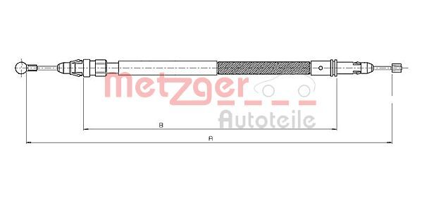 Cablu, frana de parcare 12.0744 METZGER - Maneta/ cablu Cablu, frana de parcare 12.0744 METZGER - Maneta/ cablu