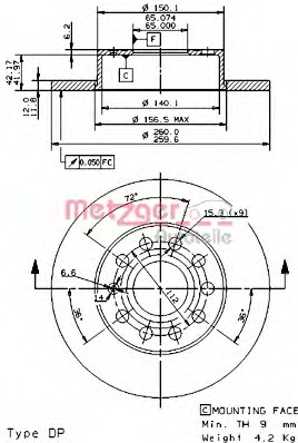 Disc frana 14852 V METZGER - Disc frana Disc frana 14852 V METZGER - Disc frana