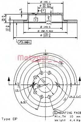 Disc frana 14853 V METZGER - Frana disc Disc frana 14853 V METZGER - Frana disc