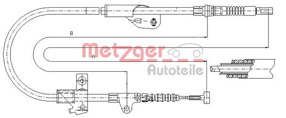 Cablu, frana de parcare 17.0237 METZGER - Maneta/ cablu Cablu, frana de parcare 17.0237 METZGER - Maneta/ cablu