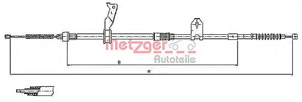 Cablu, frana de parcare 17.1480 METZGER - Maneta/ cablu Cablu, frana de parcare 17.1480 METZGER - Maneta/ cablu