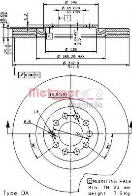 Disc frana 22015 V METZGER - Disc frana Disc frana 22015 V METZGER - Disc frana