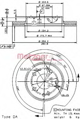 Disc frana 24182 E METZGER - Frana disc Disc frana 24182 E METZGER - Frana disc