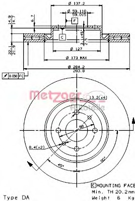 Disc frana 24242 E METZGER - Disc frana