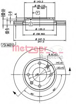 Disc frana 24249 E METZGER - Frana disc Disc frana 24249 E METZGER - Frana disc