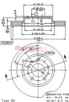 Disc frana 24453 V METZGER - Frana disc Disc frana 24453 V METZGER - Frana disc