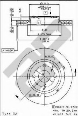 Disc frana 24584 V METZGER - Disc frana