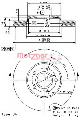 Disc frana 24919 V METZGER - Frana disc Disc frana 24919 V METZGER - Frana disc