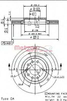 Disc frana 24927 V METZGER - Frana disc