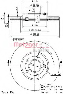 Disc frana 24928 E METZGER - Frana disc Disc frana 24928 E METZGER - Frana disc