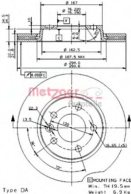 Disc frana 24934 METZGER - Frana disc Disc frana 24934 METZGER - Frana disc