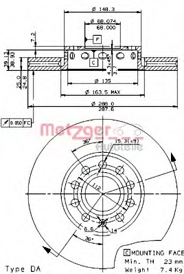 Disc frana 25046 V METZGER - Disc frana Disc frana 25046 V METZGER - Disc frana