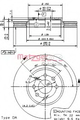 Disc frana 27601 METZGER - Frana disc Disc frana 27601 METZGER - Frana disc