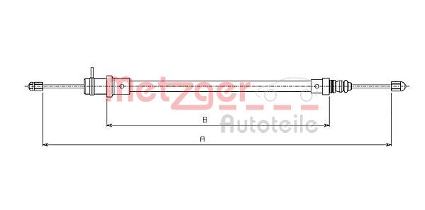Cablu, frana de parcare 491.1 METZGER - Maneta/ cablu Cablu, frana de parcare 491.1 METZGER - Maneta/ cablu