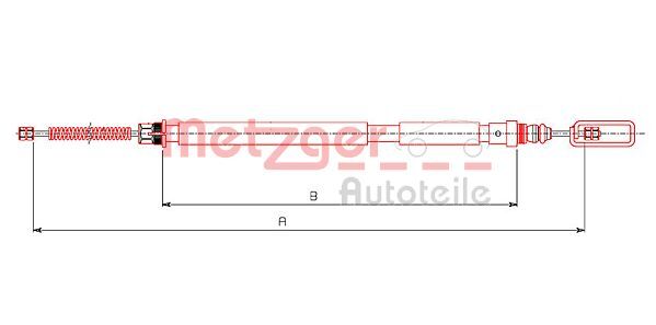 Cablu, frana de parcare 491.4 METZGER - Maneta/ cablu Cablu, frana de parcare 491.4 METZGER - Maneta/ cablu