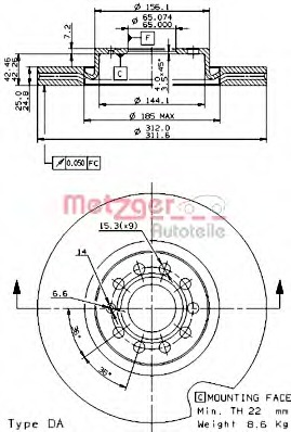 Disc frana 6972.10 METZGER - Frana disc Disc frana 6972.10 METZGER - Frana disc
